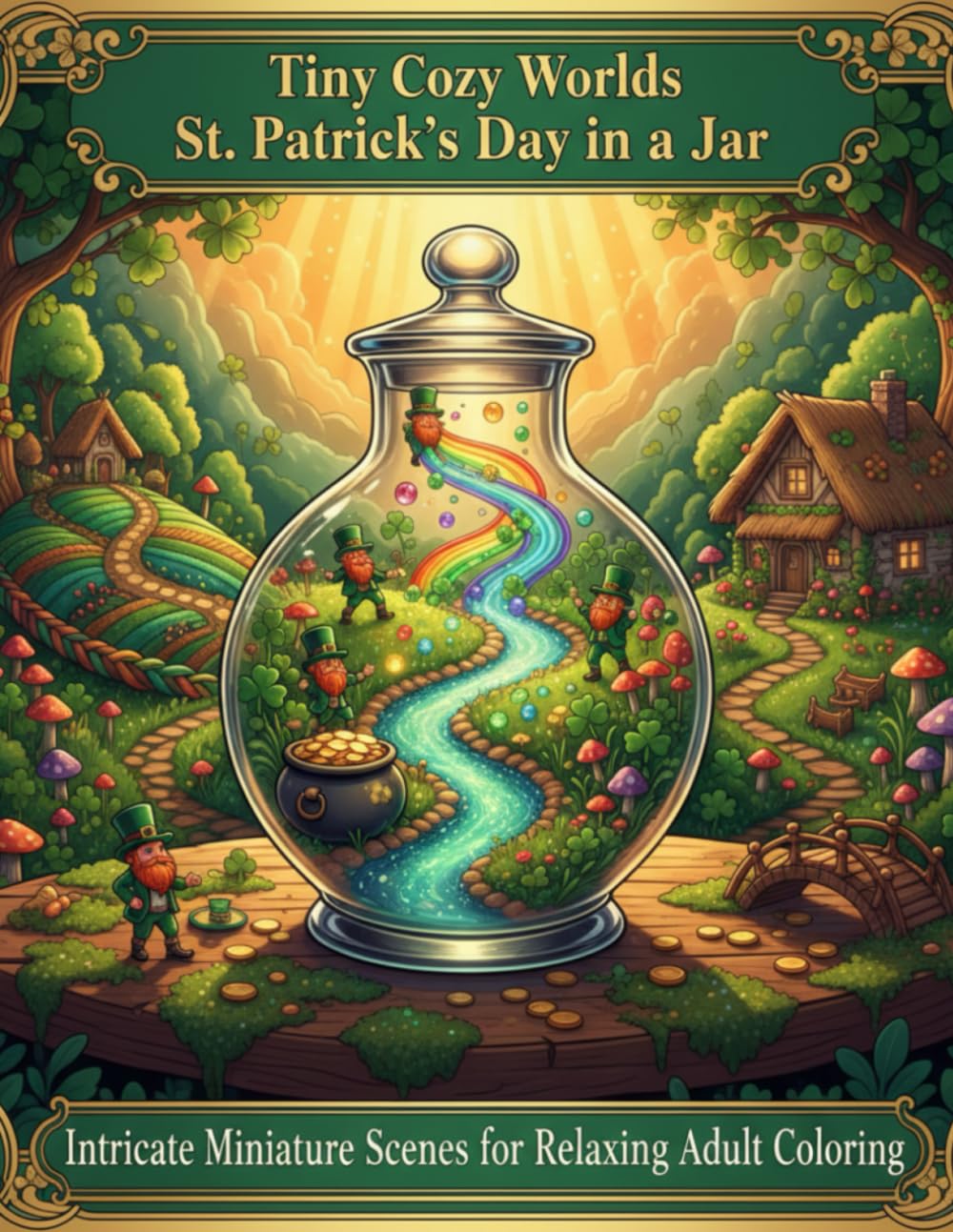 Tiny Cozy Worlds: St. Patrick’s Day in a Jar: Intricate Miniature Scenes for Relaxing Adult Coloring