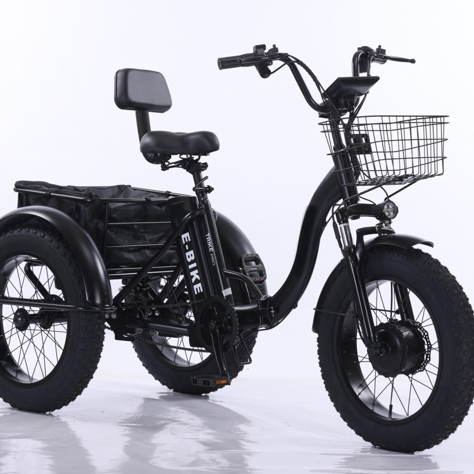 Triciclo elettrico per adulti, pieghevole, pneumatici Anchos 20" X4.0, batteria 48V 12Ah, autonomia massima 40 km, carico massimo 140 kg, 7 velocità, ideale per grandi e trasporti