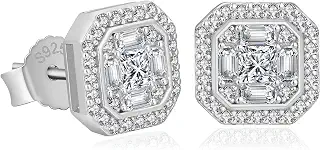 KRKC&CO ジルコニア ピアス メンズ スタッドピアス シルバー925 金属アレルギー対応 両耳 18G 人気 キラキラ 男女兼用 シルバーB | 男女問わず着用できるピアス・耳元を彩る上品な輝き・さりげないペアコーデに・小ぶりで普段使いしやすい・幅広いスタイルにマッチ