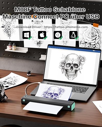 Phomemo M08F Tattoo Printer Thermocopier Printer Tattoos Thermal Tattoo Machines with 10pcs Thermocopier Tattoo Paper - 3