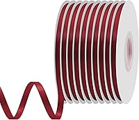 Vista 77 de Cinta de satén rosa polvoriento de doble cara, 3/8 pulgadas x 50 yardas, cintas de poliéster rosa polvoriento para envolver regalos, cinta de tela