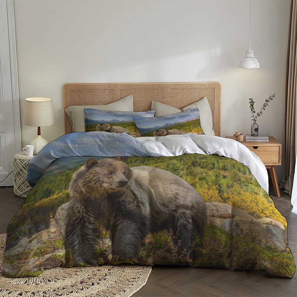 NIBAINLO 布団カバークマ 肌に優しい ピーチスキン加工 掛け布団カバー 和式 洋式 あったか 布団カバーセット リバーシブル ホームステイ ホテル 家庭兼用