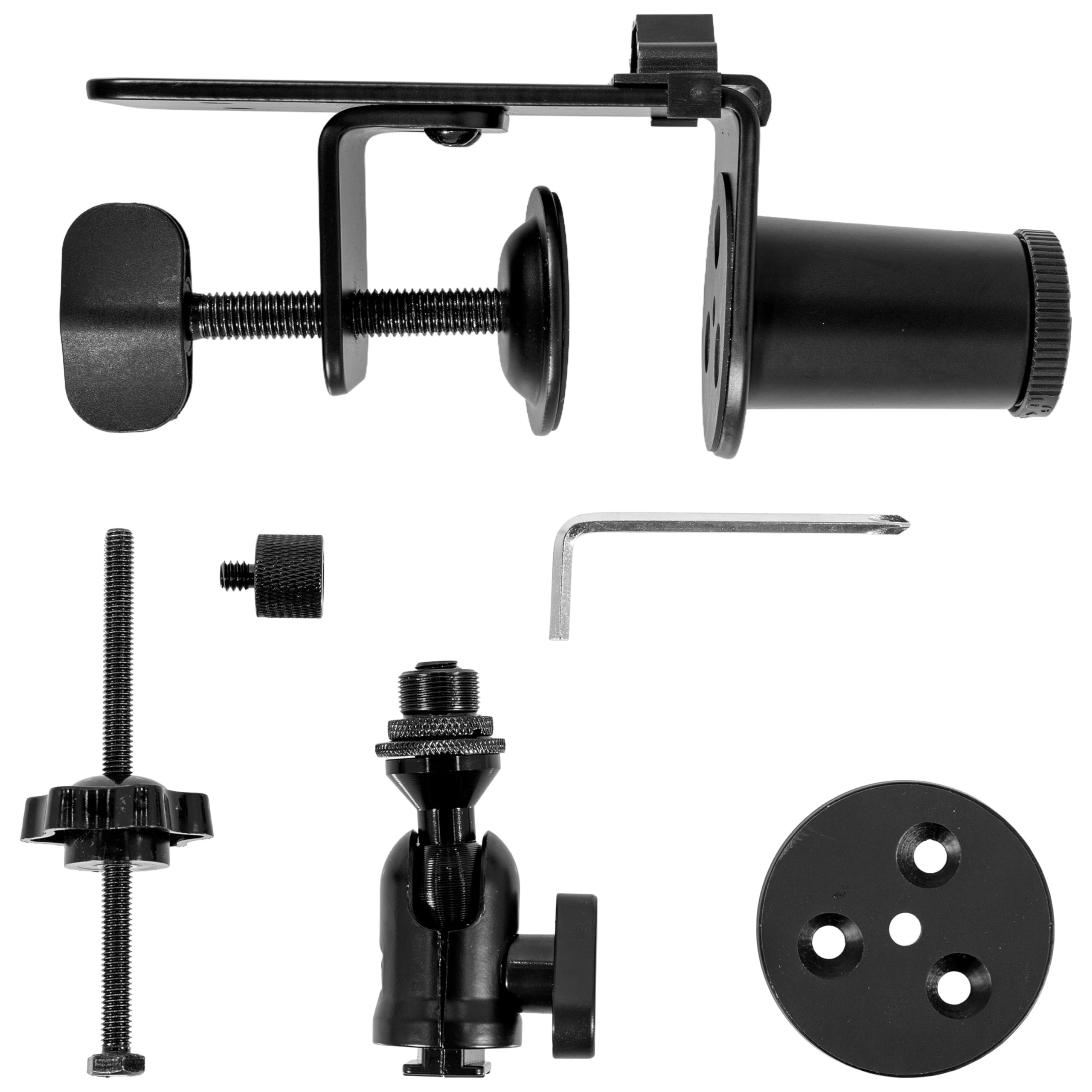 Plugger Studio Flextream - Soporte para micrófono de mesa articulado, brazo de micrófono flexible para podcast, streaming, voz en off, home studio, visio, escritorio, fijación de abrazadera