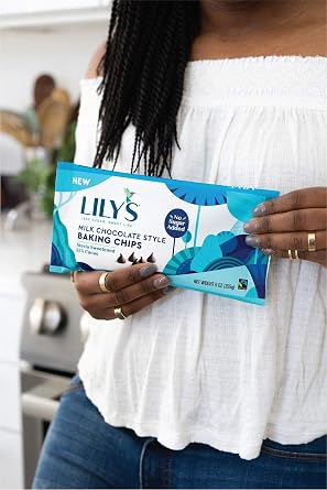 LILY'S Milk Chocolate Style No Sugar Added Baking Chips, Gluten Free, Bulk, 9 oz Bags (3 Pack)
