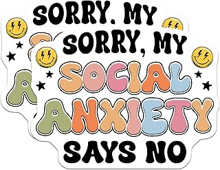 (2 Pack) Social Anxiety Says No Magnets - Fun and Quirky Decor - Positive Mental Health Awareness - 5" On Longest Side - for Cars, Fridges, Toolboxes - Made in USA - MAG7669