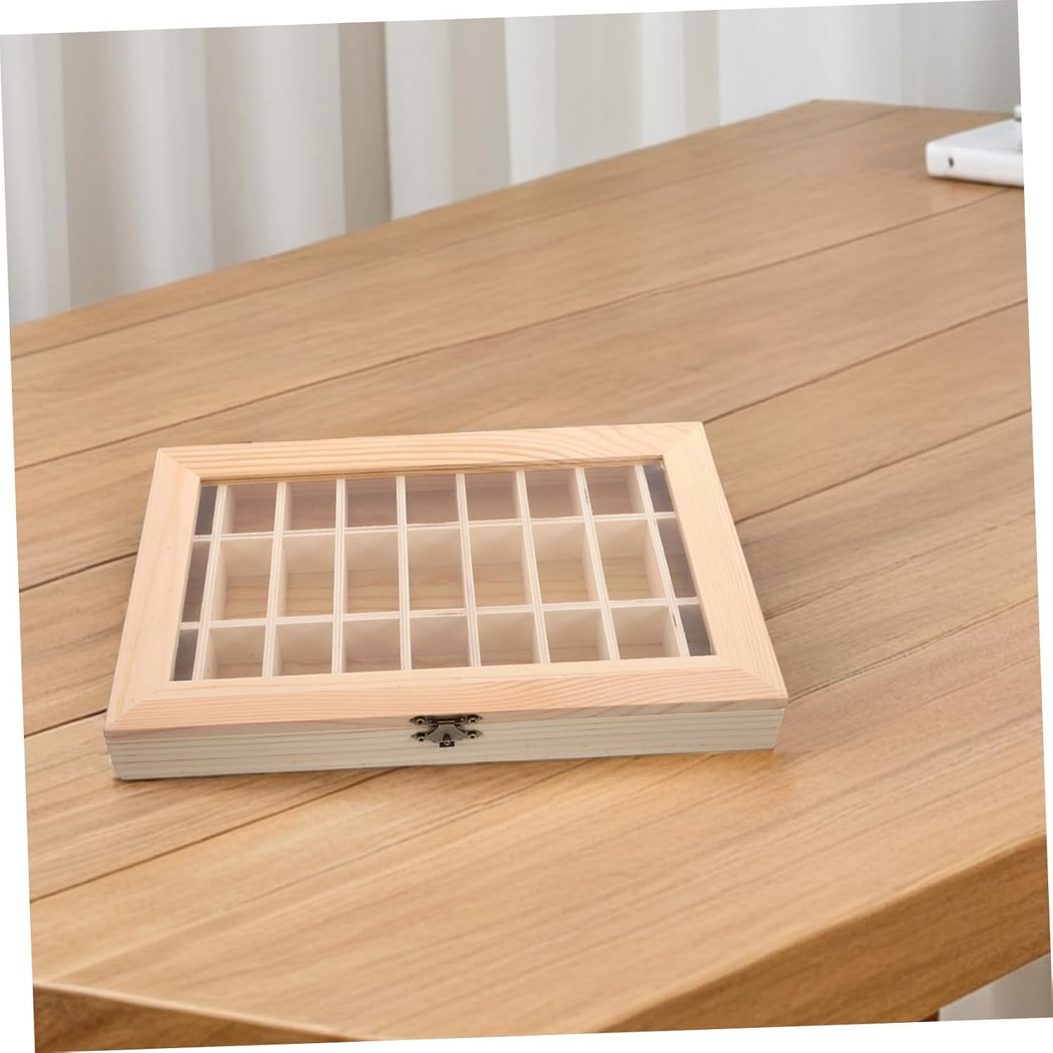 Mineral Specimen Display Case Wooden Compartment Storage Box Crystal Lid for Educational Exhibitions and Personal Collections