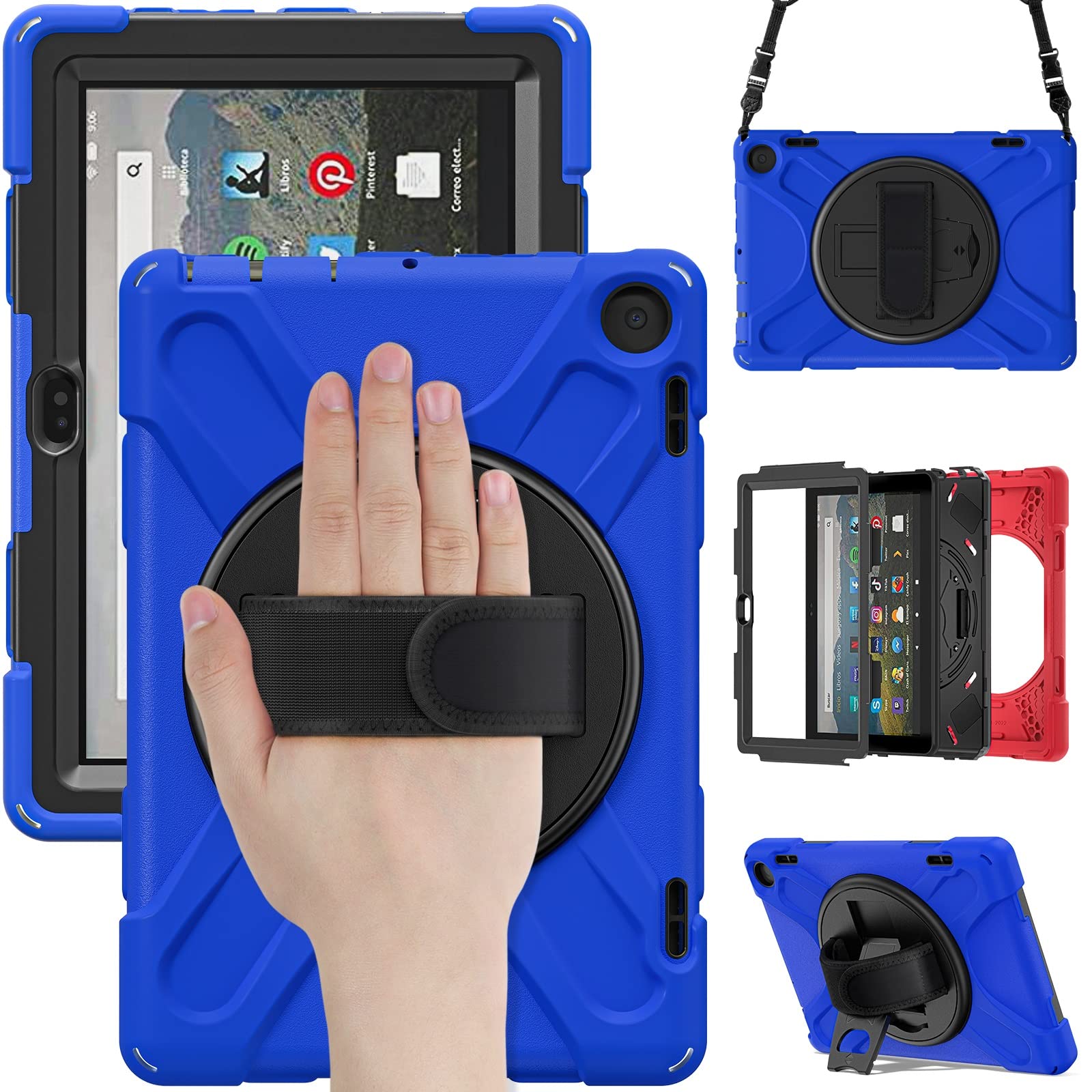 Custodia protettiva per tablet PC, resistente, antiurto, in TPU, compatibile con tablet Kindle Fire HD 8 e Fire HD 8 Plus (12a generazione, versione 2022), custodia protettiva a prova di caduta