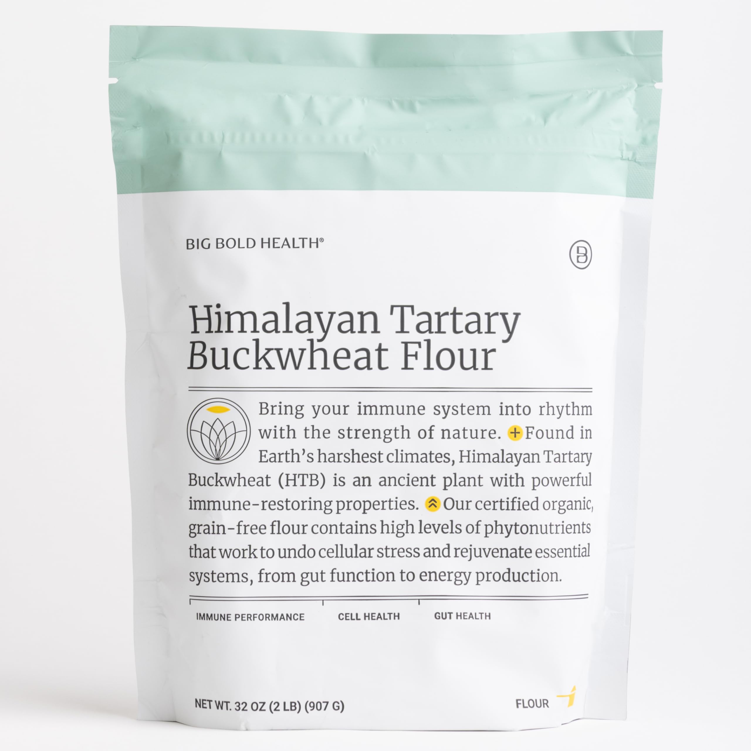 BIG BOLD HEALTH Himalayan Tartary Buckwheat Organic Gluten Free Flour | 100+ Immune-Active Nutrients | 100% USDA Organic Grain-Free Flour | Non-GMO | USA Grown (2lb)