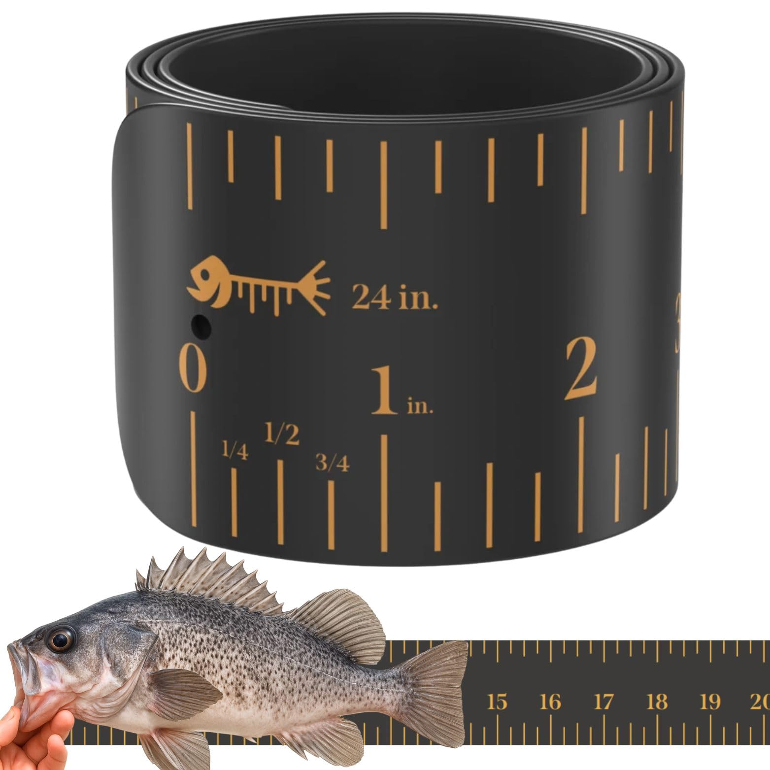 Fish Rulers Roll-up & Slap-on Premium Fishing Tape Measure - Easy-to-Read Catch and Release Fish Measuring Device for Boat & Kayak Accessories -