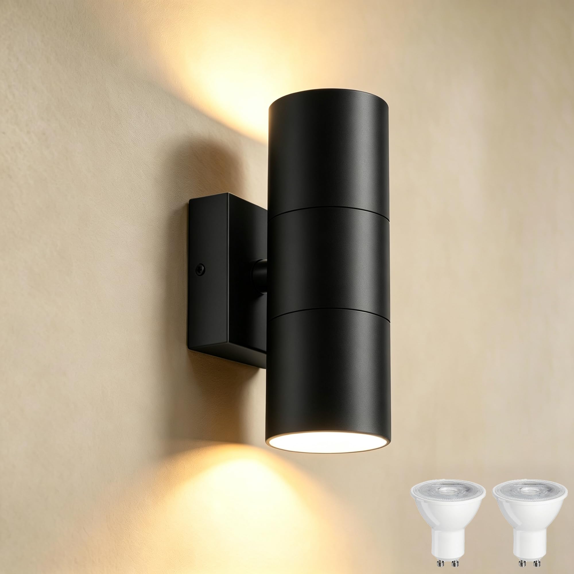 YOVGQOLV Outdoor Wall Lights Mains Powered Up and Down,Black 1 Pack