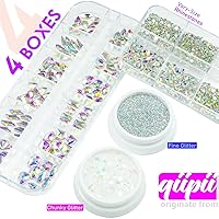 Vista 62 de 4 Boxes Emerald Green Rhinestones Glitters 24 Shapes K9 Glass Gems Stones Flatback Round Diamonds Crystals Nail Art Charms Supplies for Nails Faces