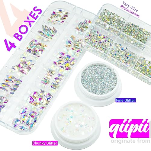 Miniatura 62 de 4 Boxes Emerald Green Rhinestones Glitters 24 Shapes K9 Glass Gems Stones Flatback Round Diamonds Crystals Nail Art Charms Supplies for Nails Faces