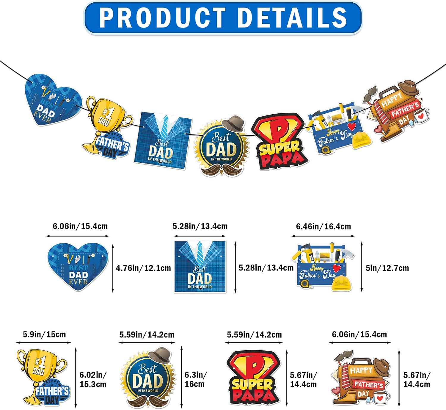 Black Glitter Best Dad Ever Happy Father's Day Banner Fathers Day Decorations for Party Fathers Day Party Decorations Happy Fathers Day Banner Decorations Happy Fathers Day Decorations for Office Super Dad Decorations image 3