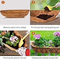 Vista 5 de Alfalfalulu 3Pcs Pre-Formed Coco Fiber Replacement Liner, Trough Window Basket Liners for Planters, Coconut Coir Planter with Soil Moist for Window