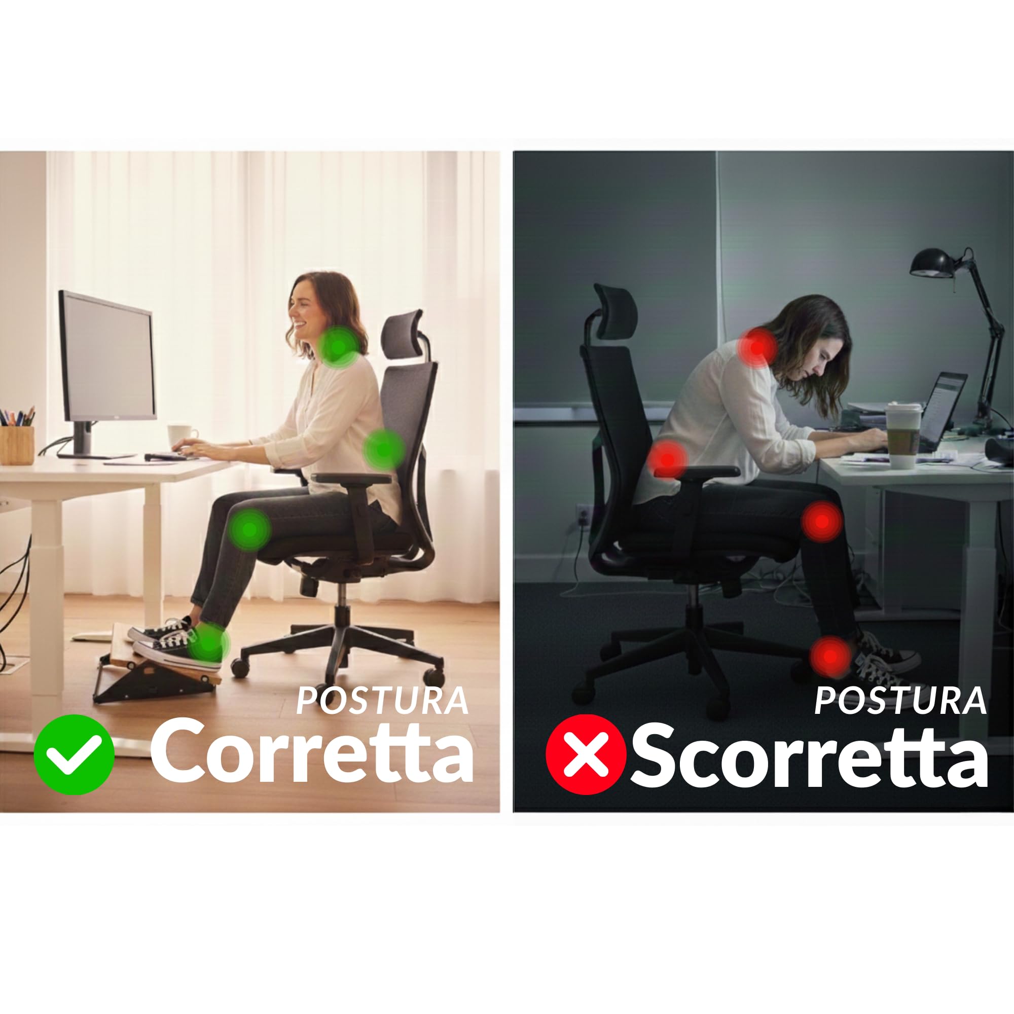 Poggiapiedi da scrivania ergonomici in altezza regolabile per scrivanie basso movimento morbido con ruote, suola base in legno e acciaio, design minimalista ed elegante, ideale per la casa e