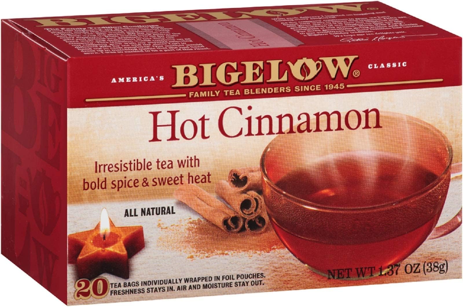 Bigelow Tea Peppermint Bark Herbal Tea, Caffeine Free, 18