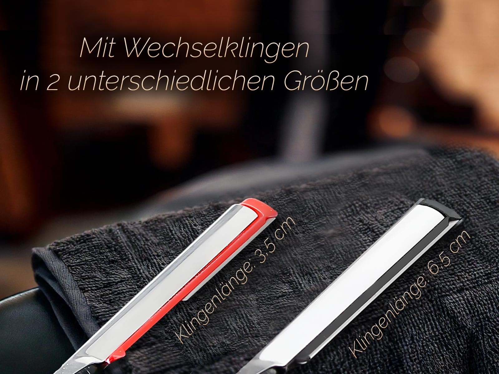 Solinger Rasiermesser Rasier-Set für Männer mit Wechselklingen Made in Germany Bartpflege Messer mit Kleiner/Großer Rasierklinge Bartmesser Barbier Nassrasierer für die perfekte Nassrasur (Silber)