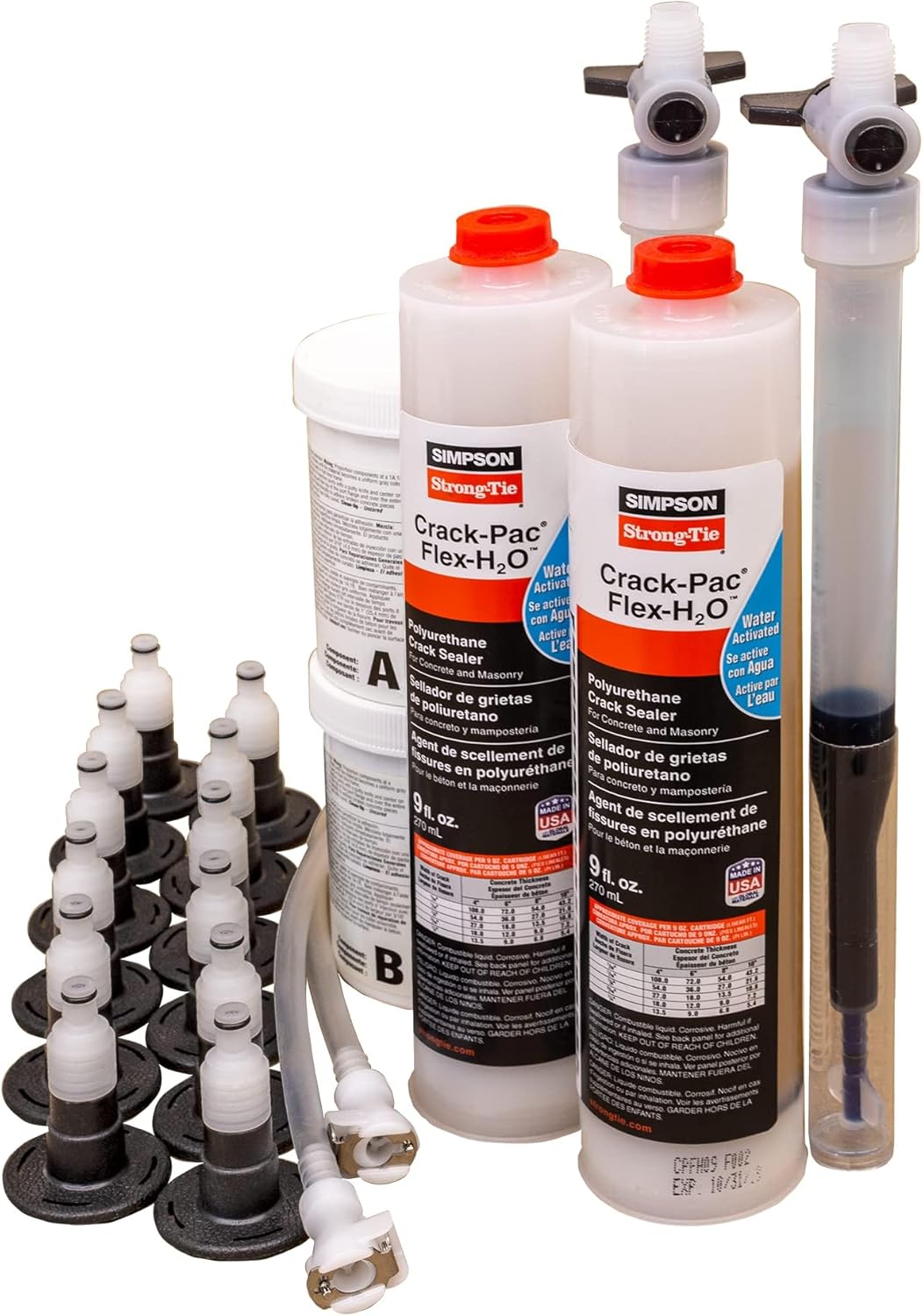 Simpson Strong-Tie CPFH09KT Crack-Pac Flex-H2O 9 oz. Polyurethane Crack Sealer Injection Kit (2 Cartridges)