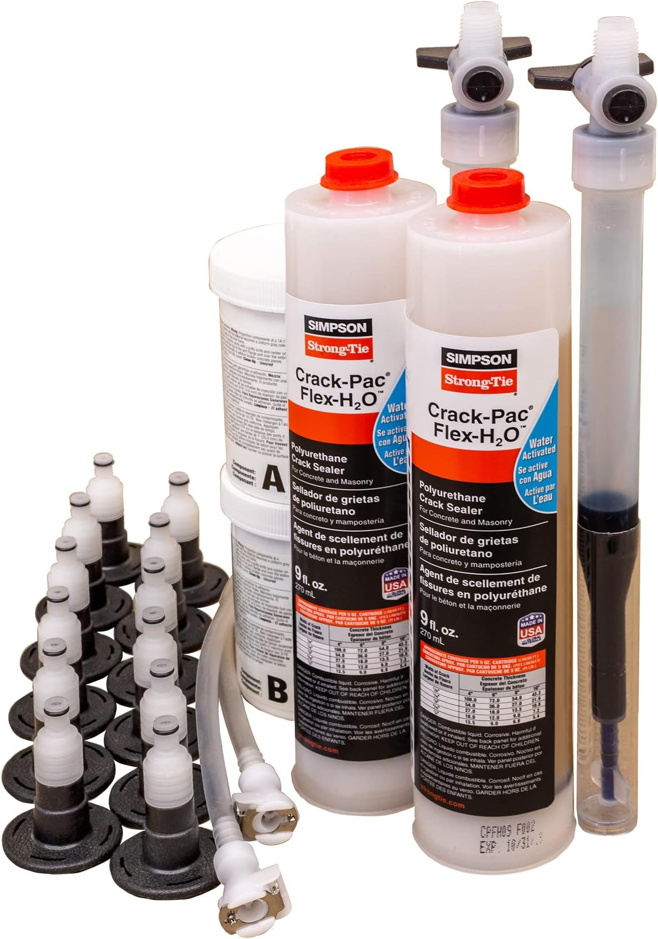 Simpson Strong-Tie CPFH09KT Crack-Pac Flex-H2O 9 oz. Polyurethane Crack Sealer Injection Kit (2 Cartridges)