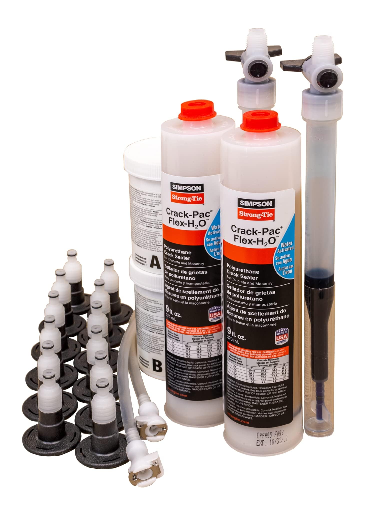 Simpson Strong-Tie CPFH09KT Crack-Pac Flex-H2O 9 oz. Polyurethane Crack Sealer Injection Kit (2 Cartridges)