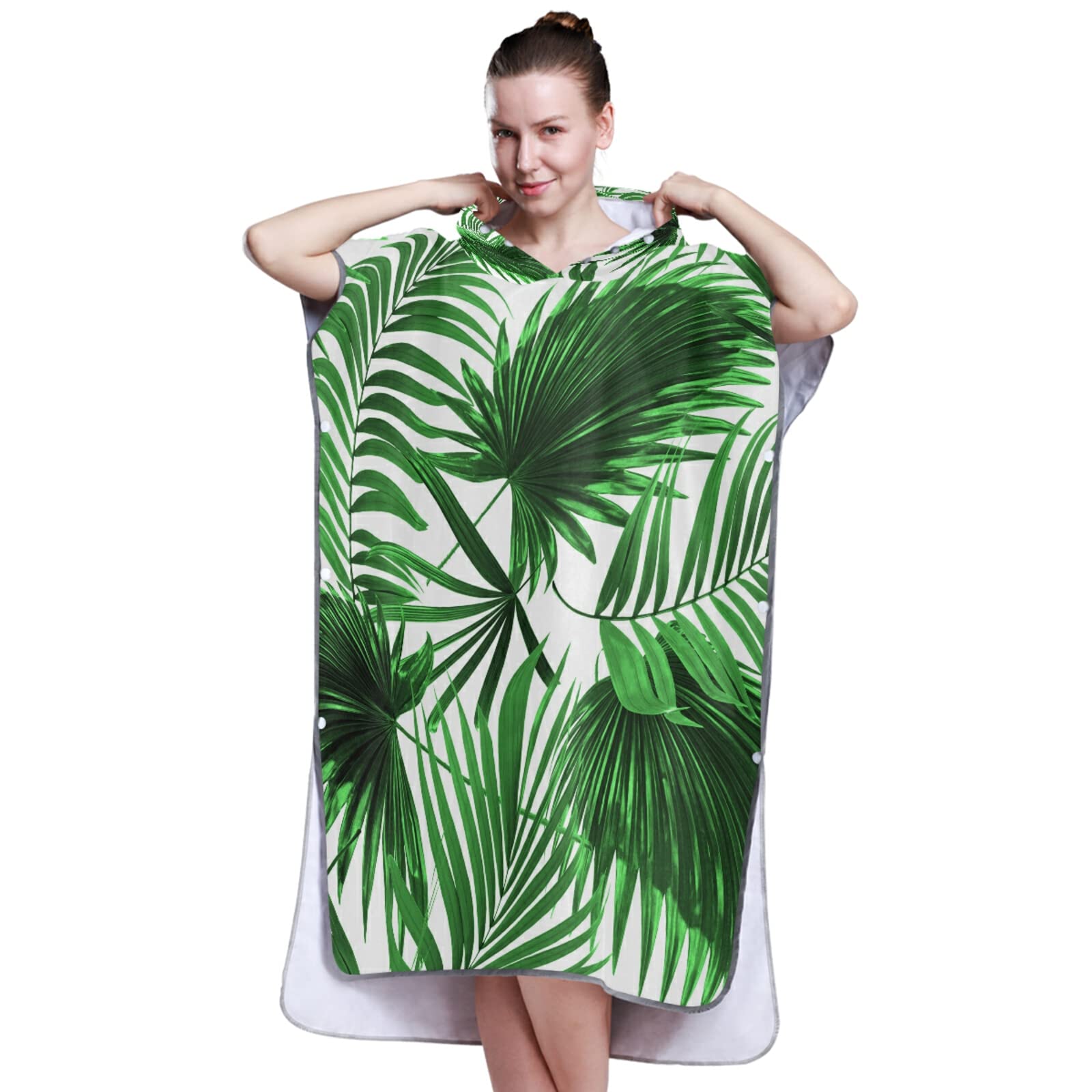 Poncho de surf avec capuche et poche - Séchage rapide - En microfibre - Pour le bain, la plage, l'extérieur