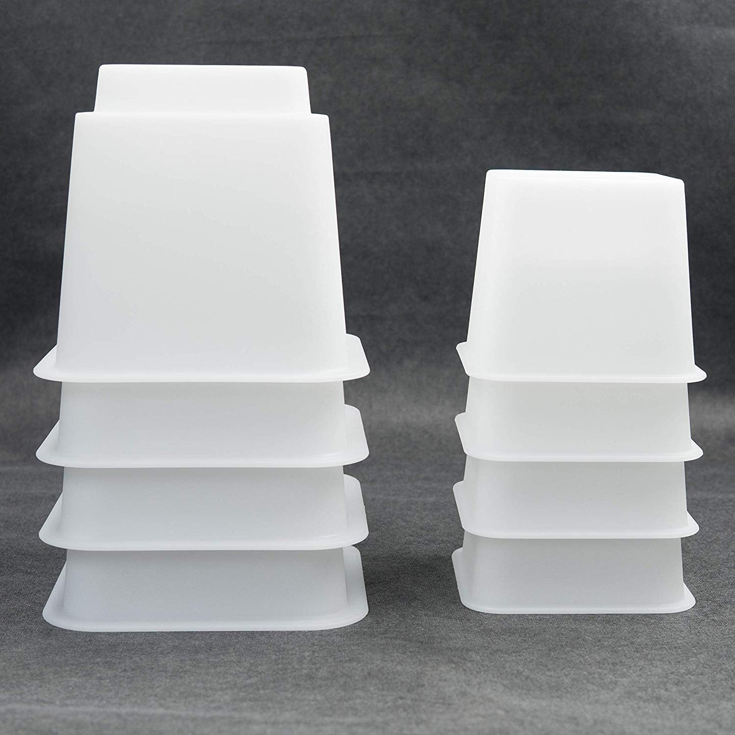 HomeRoots Bed Risers Set of 8 Heavy Duty Plastic 3, 5 or 8 Inch Adjustable Risers for Bed, Furniture Sofa, Table, and Chair - Black