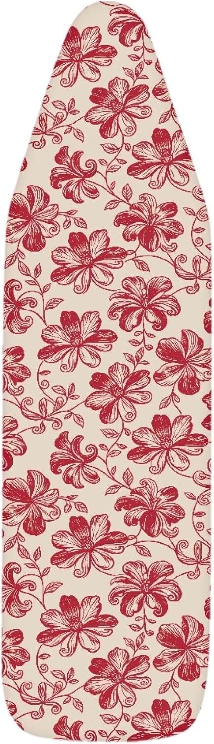 Flowers Ironing Board Cover,16"x55" Standard Ironing Board Cover with Elastic Edge and Hook and Loop Fasteners, Scorch & Stain Resistant, Polyester Home Ironing Board Covers, Floral Aqua Tone