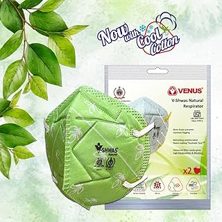 VENUS V-Shwas Natural Cool Cotton FFP3 ISI Certified, Developed jointly with DRDO, Unisex Face Mask Herbal Neem Extracts Aushada Tara embedded in the Fabric-picture-19