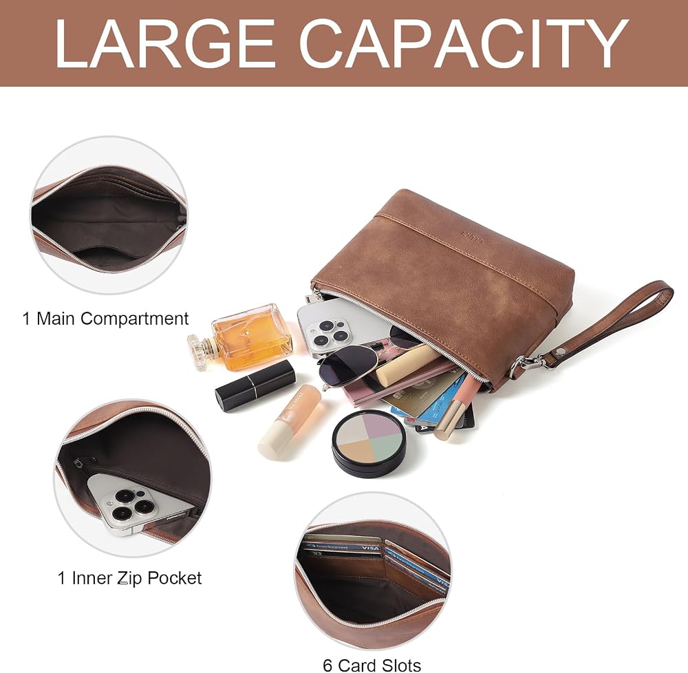 CLUCI Wristlet Wallet for Women Large Capacity Leather Clutch Purse Slim Ladies Travel Credit Card Holder Phone Organizer