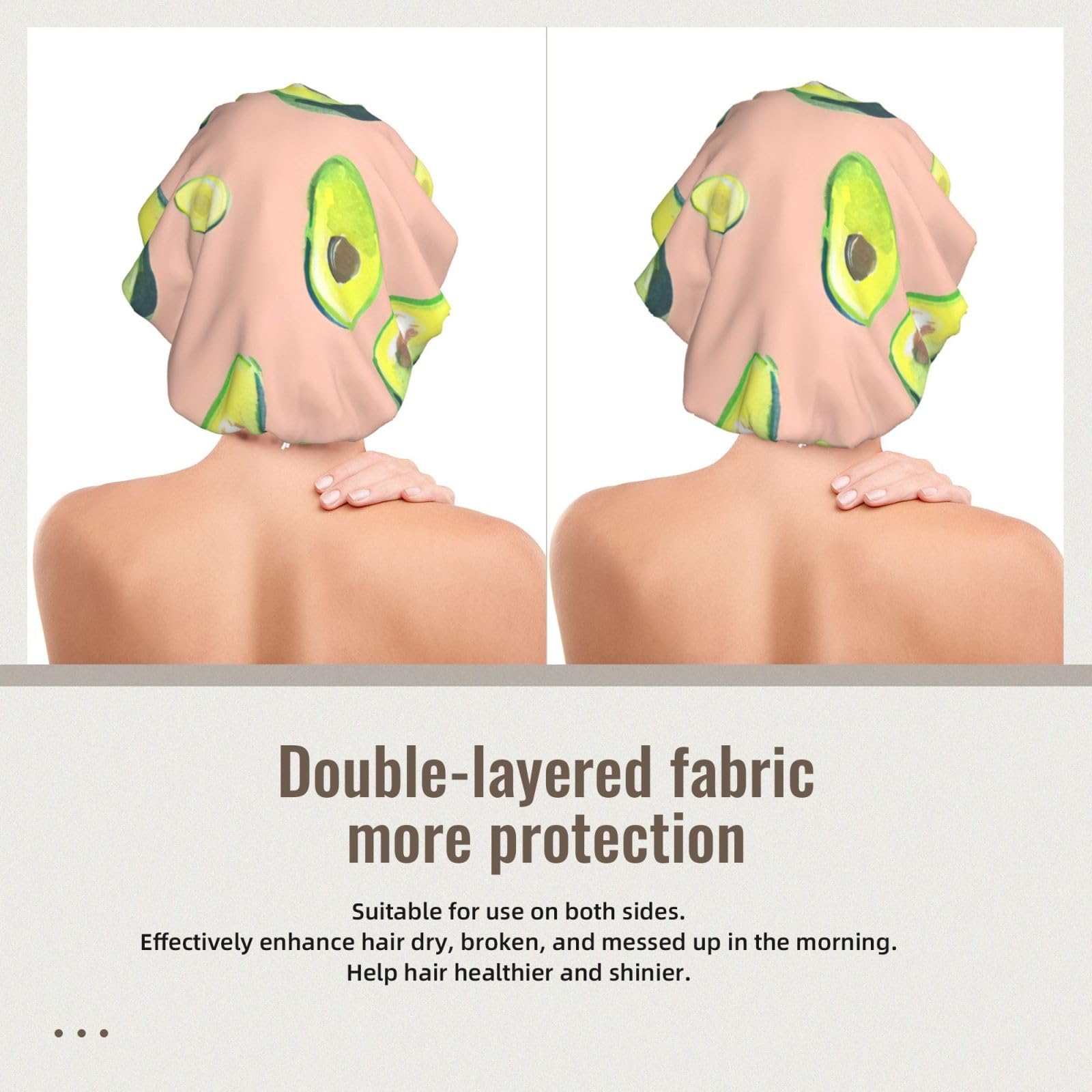 Double Layer Reversible Hair Wrap Satin Sleep Many Avocado Images Cap Bonnet for Braid Curly Hair Satin Bonnet Black