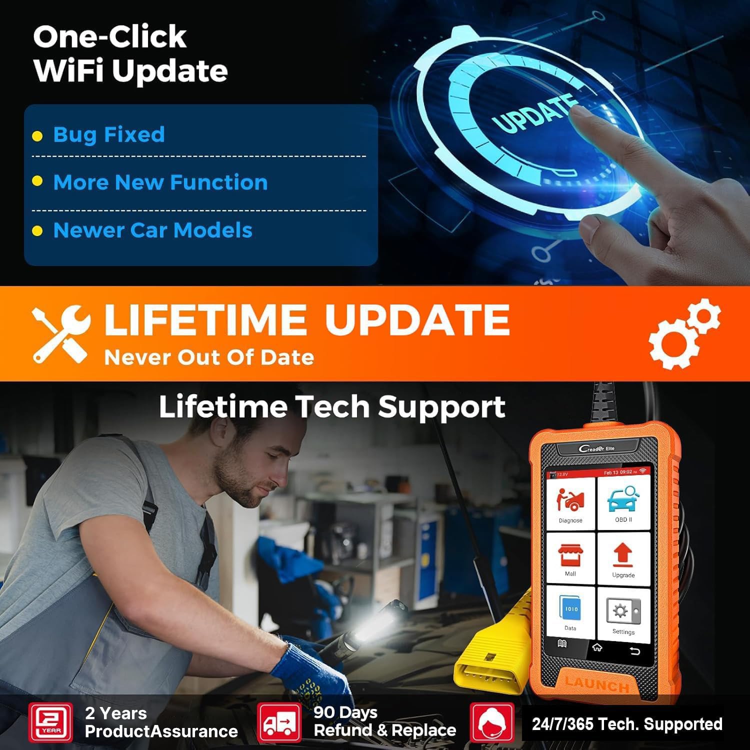 LAUNCH X431 OBD2 Auto Diagnostica di Tutti i Sistemi per Landrover per Jaguar con Funzione di Reset 31 +, Controllo Bidirezionale Codifica ECU Online TPMS EPB Dpf, Aggiornamento