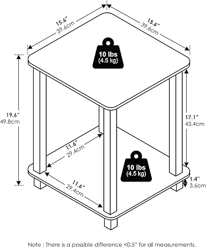 Miniatura 51 de Furinno Simplistic - Juego de 2 mesas auxiliares, espresso/negro Pino ámbar,Ámbar Pino/Negro,Americano/Negro,Nogal negro/marrón,Columbia