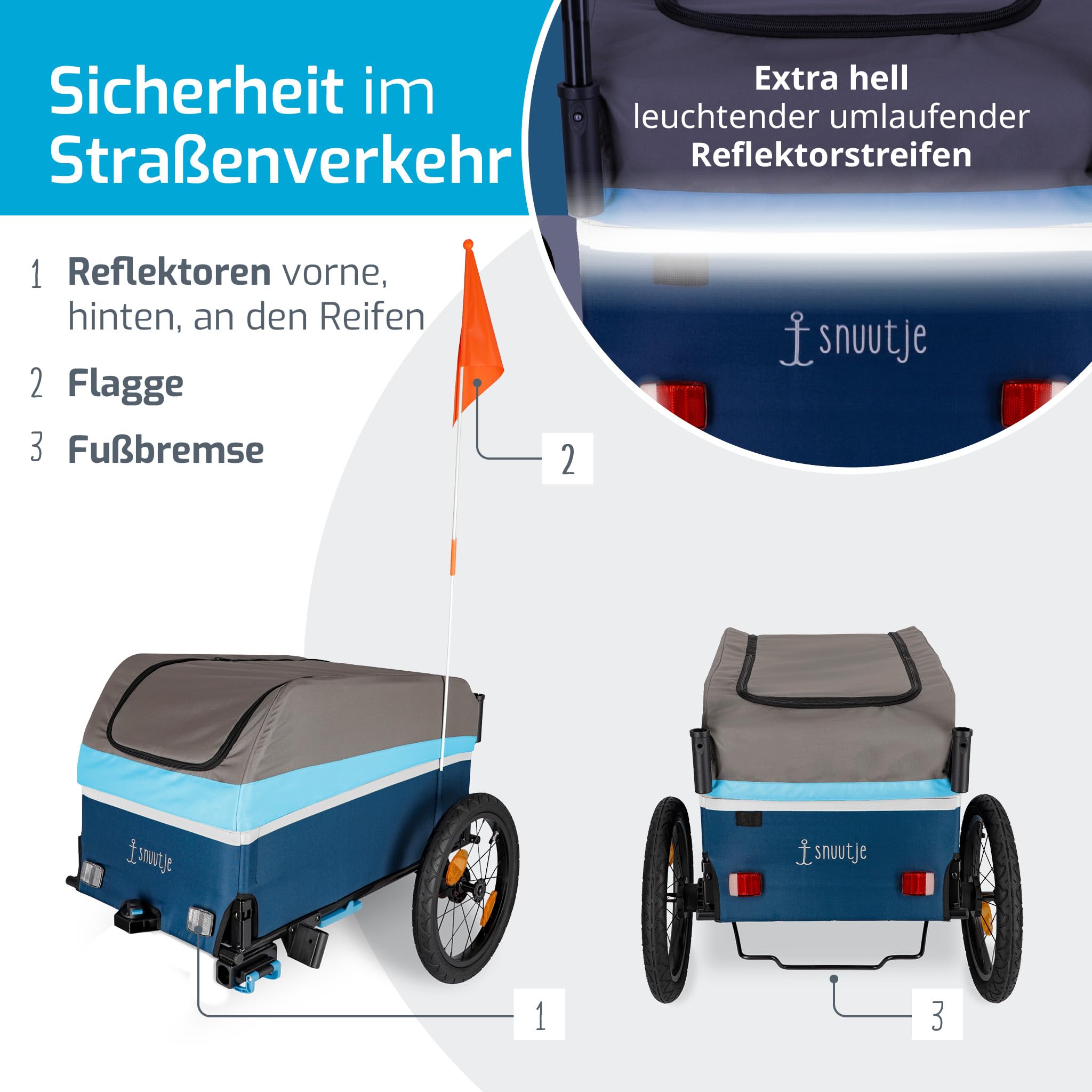 Carrello pieghevole per bicycle | Rimorchio per bicicletta, perfetto come assistente per la spesa e per il trasporto | Rimorchio per bicicletta | Copertura con strisce riflettenti