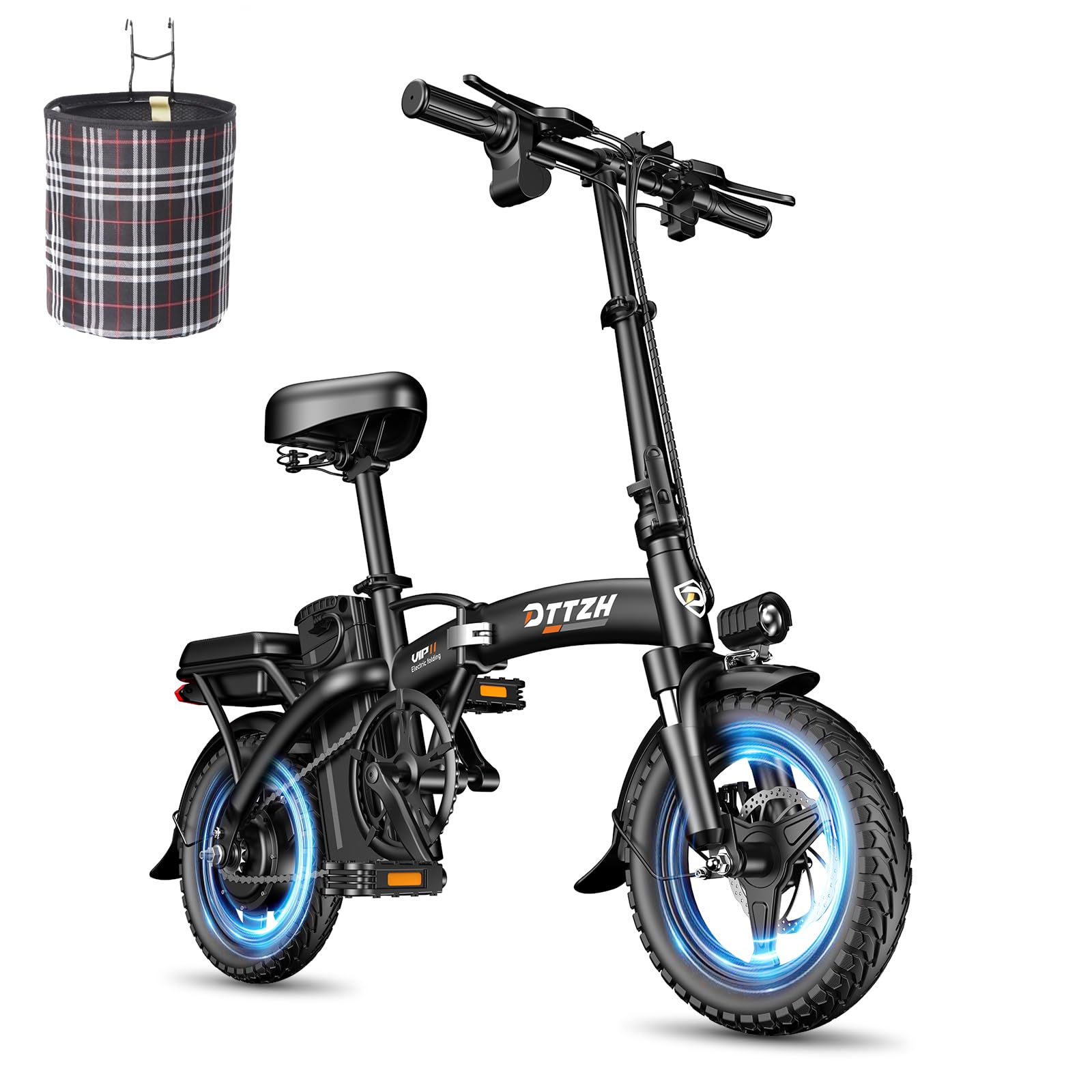 Foldable Ebike for Adults - 750W Folding Electric Bike, 14" Commuter Adult Electric Bicycles, 500W Motor 20MPH E Bike, 48V 10Ah Removable Battery UL 2849 Certified, 40 Miles Pas Range (Black)