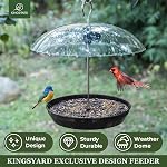 Kingsyard Adjustable Platform Wild Bird Feeder for Fruit, Seed or Mealworms, Dome Top Seed and Bluebird Feeder, Black