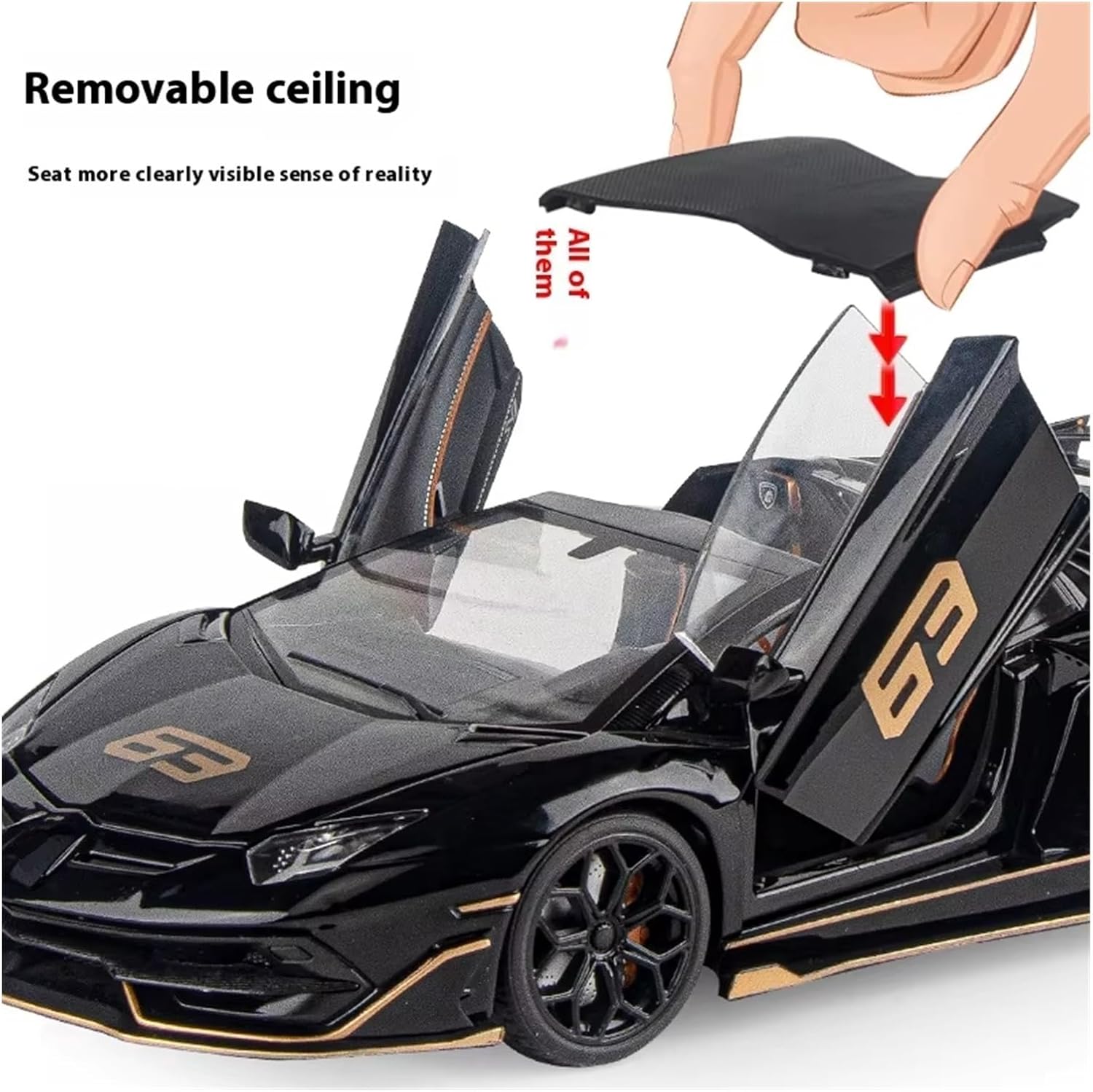 1:18 for Aventador SVJ Alloy Metal Diecast Model Car Sound & Light Toy Gift(Green C,with Box)