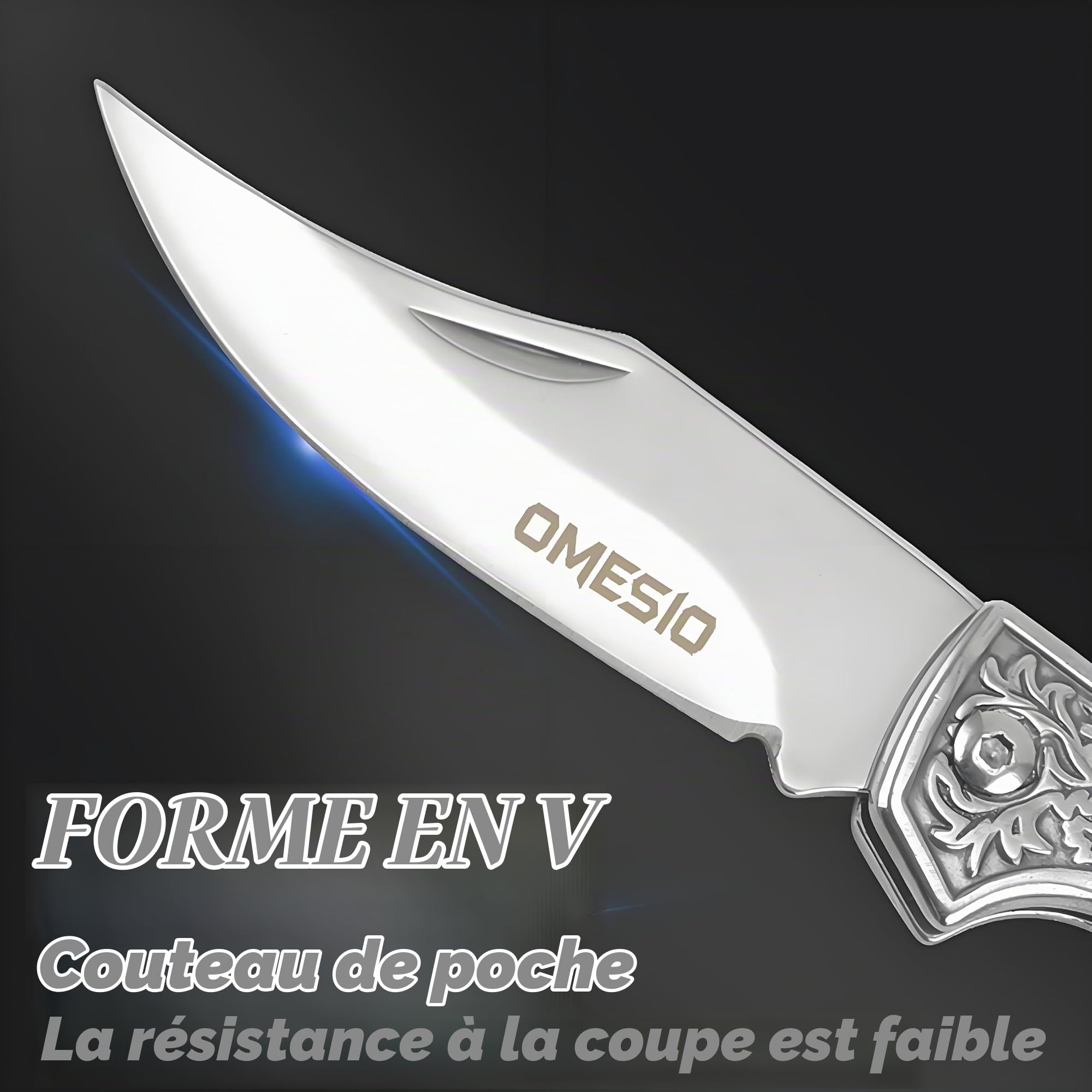 Couteau Pliant Mini Petit Couteau de Poche à Deux Mains Porte Clé Couteau à