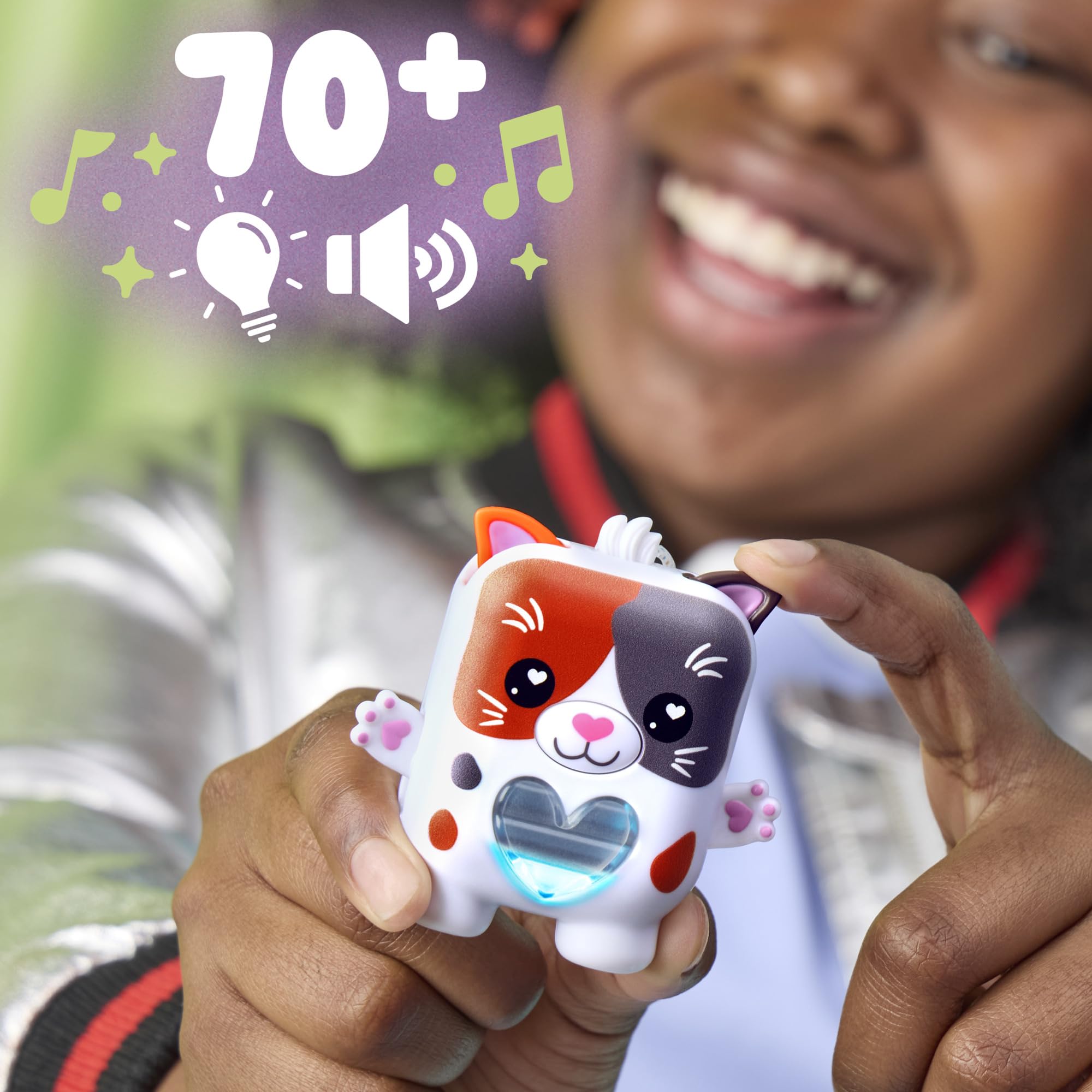 Hasbro Nano-Mals Purrnelope the Calico Kitty Electronic Fidget Pet, Tricolor, Black, White, Orange (With Purple Dress), Pocket-sized - Image 4