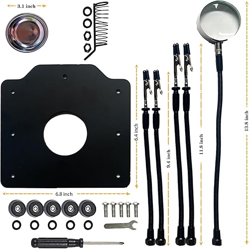 Miniatura 6 de Estación de soldadura para ayudar a las manos con lupa Soporte de tercera mano Herramienta de soldadura Soporte de PCB Kit de soldadura de placa de