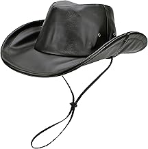 EINSKEY Unisex Leather Fedora Hat Panama Hat Western Cowboy Cowgirl Hat with Shapeable Brim, UPF50+ Sun Protection & Packable