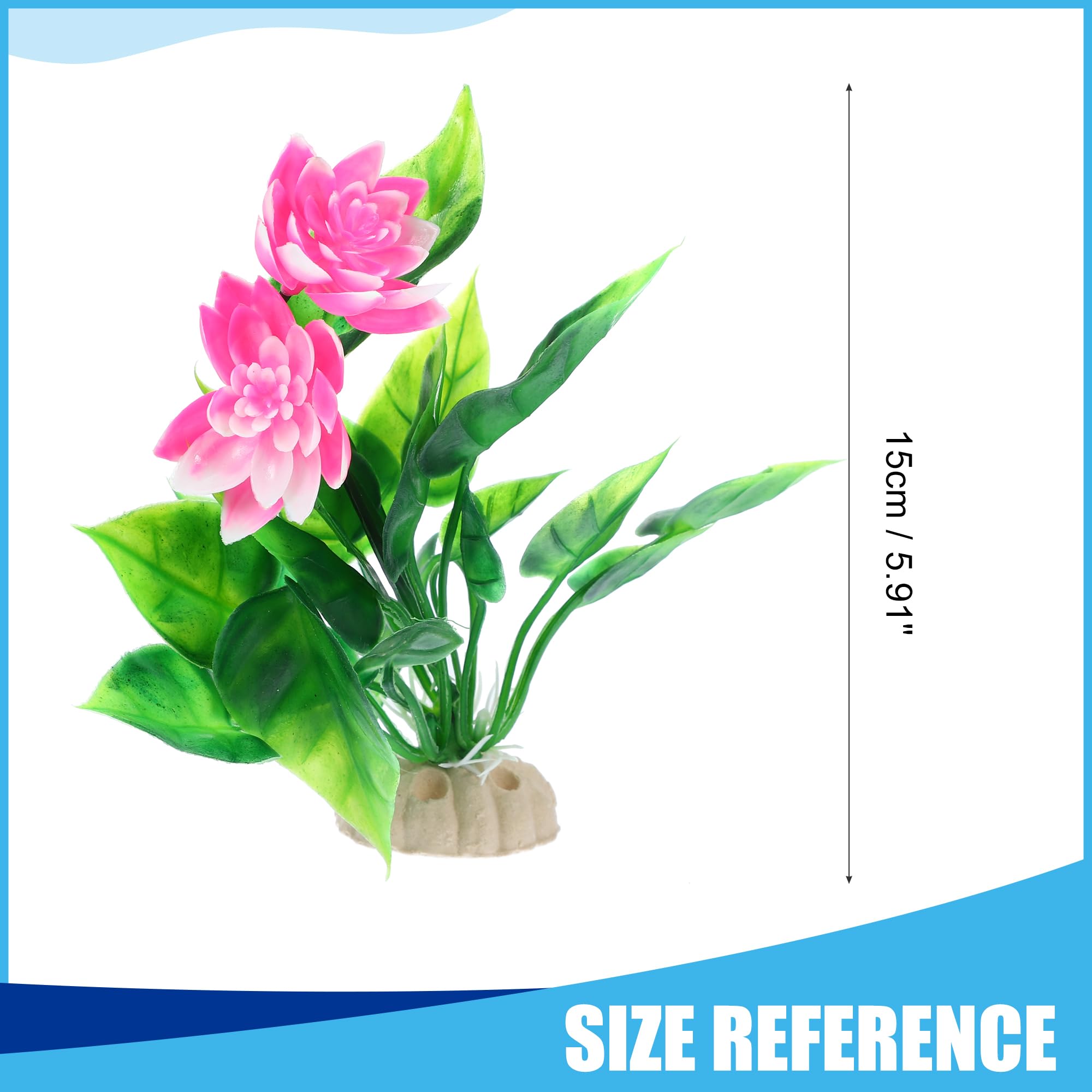 CAPASTEC Fish Tank Aquarium Decorations Artificial Plants, Plastic Artificial Water Plants for Aquarium 5.91Inch (Pink) - Image 3
