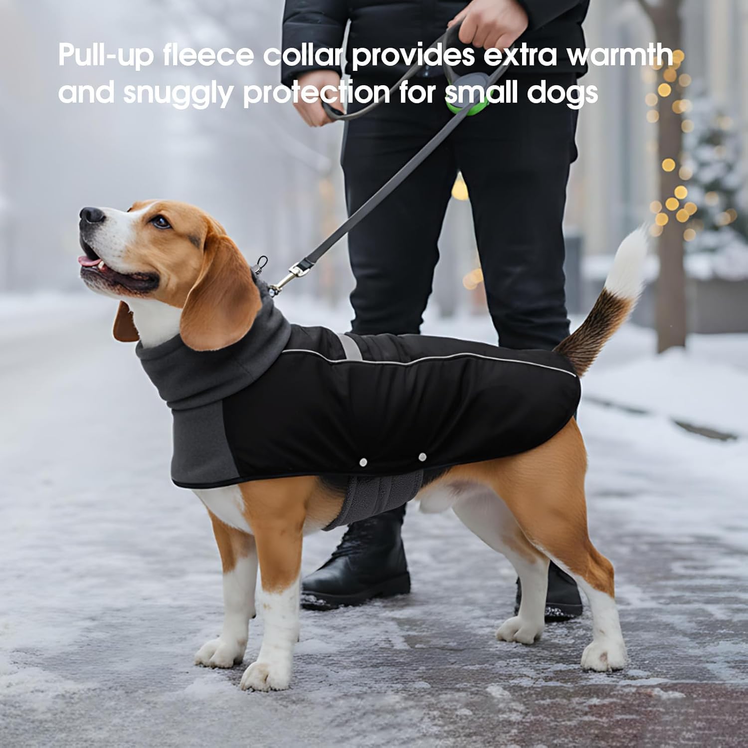ASENKU Dog Coat, Dog Winter Jackets with Fleece Turtleneck, Windproof, Reflective Pet Snow Jacket for Cold Weather, Coats for Large Dogs, Black, XL - Image 6