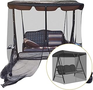 EEUK Patio Mosquito Netting for Swing Seat 2 3 Seater, Polyester Mesh Net with Zipper Opening, Garden Hammock Mosquito Nets Canopy Bed Tent for Patio Porch Backyard(Size:205x125x205cm,Color:Black)