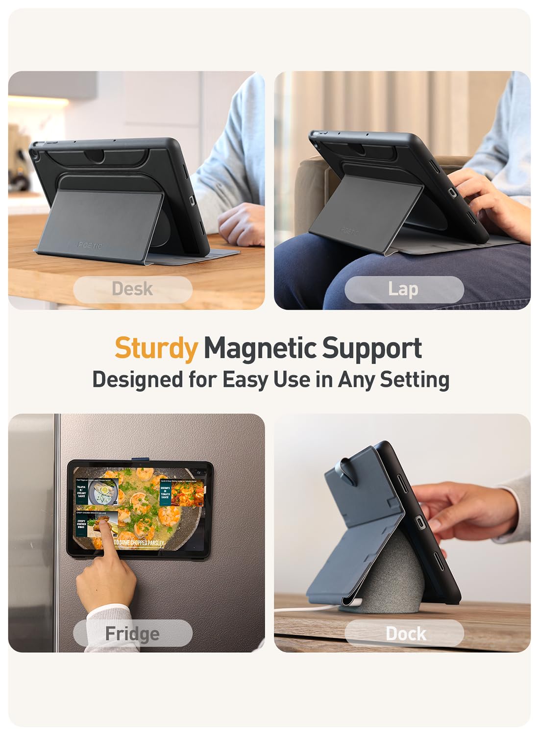 Poetic Explorer Magnetic Folio Stand Case Designed for Google Pixel Tablet (2023), Magnetic Fidget Mount Case for Google Pixel Tablet, Black