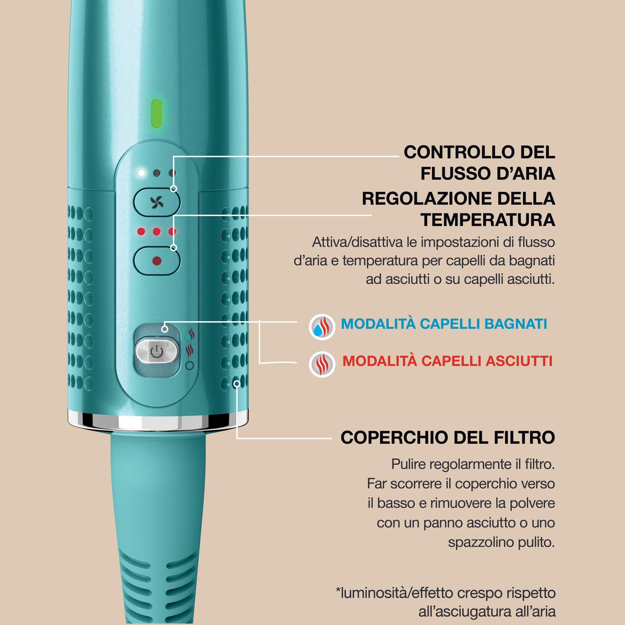 Shark Glossi Styler e spazzola lucidante ad aria calda 2 in 1 turchese | qualità professionale, piastre in ceramica, volumizza senza effetto crespo, Gloss Lock, tutti i tipi di capelli, HT302EUTL