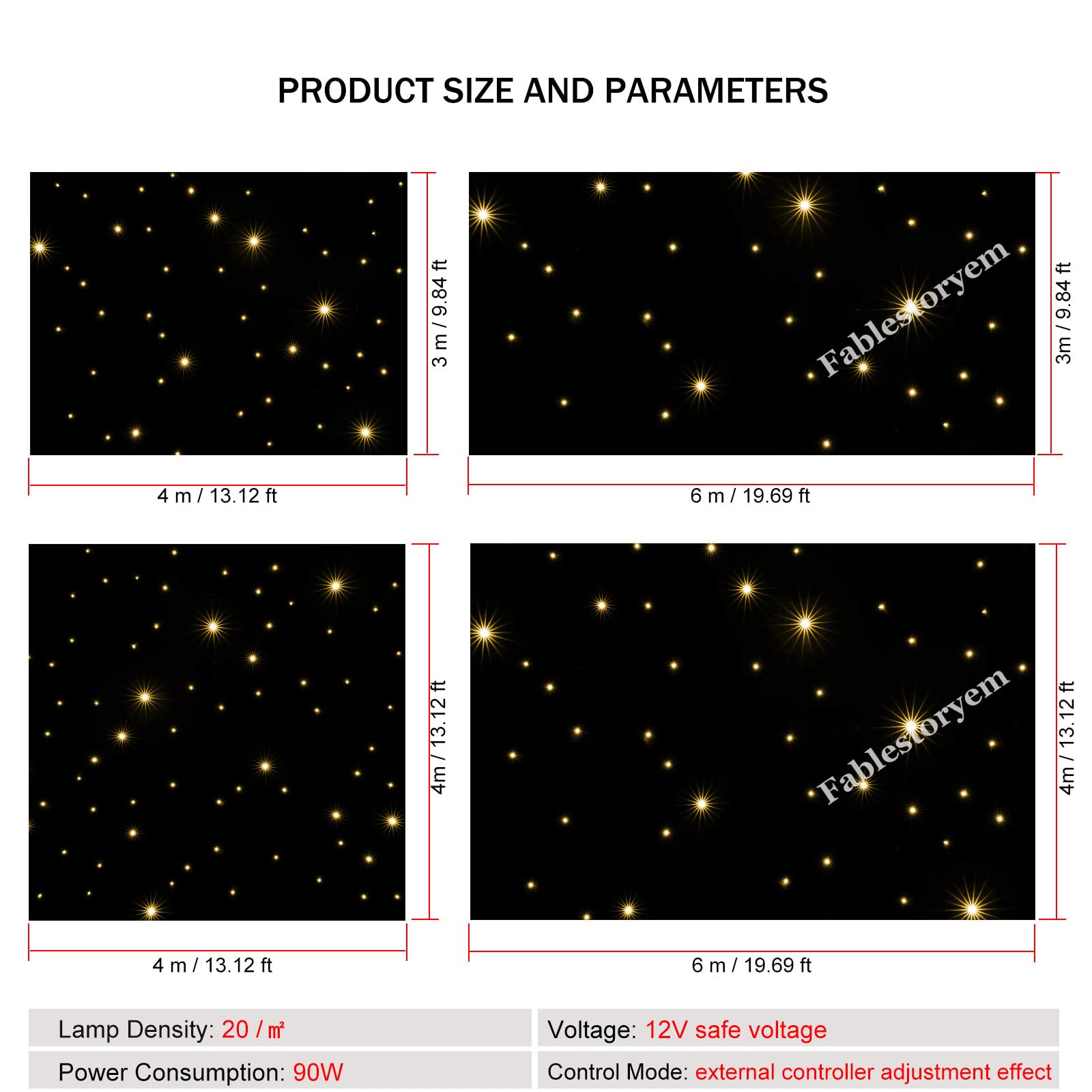 LED-Stern-Lichtvorhang-Hintergrund für Hochzeits- und DJ-Events, steuerbarer Stoffhintergrund, 3 x 4 m, Bühnendekoration für Partys und Clubs