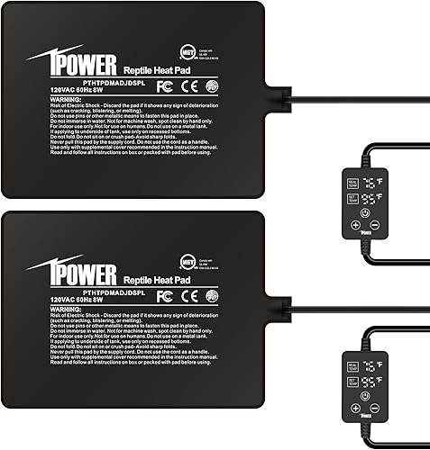 Vista 94 de iPower Almohadilla térmica para reptiles de 4 x 7 pulgadas con termostato ajustable, calentador debajo del tanque, tapete térmico para tortugas
