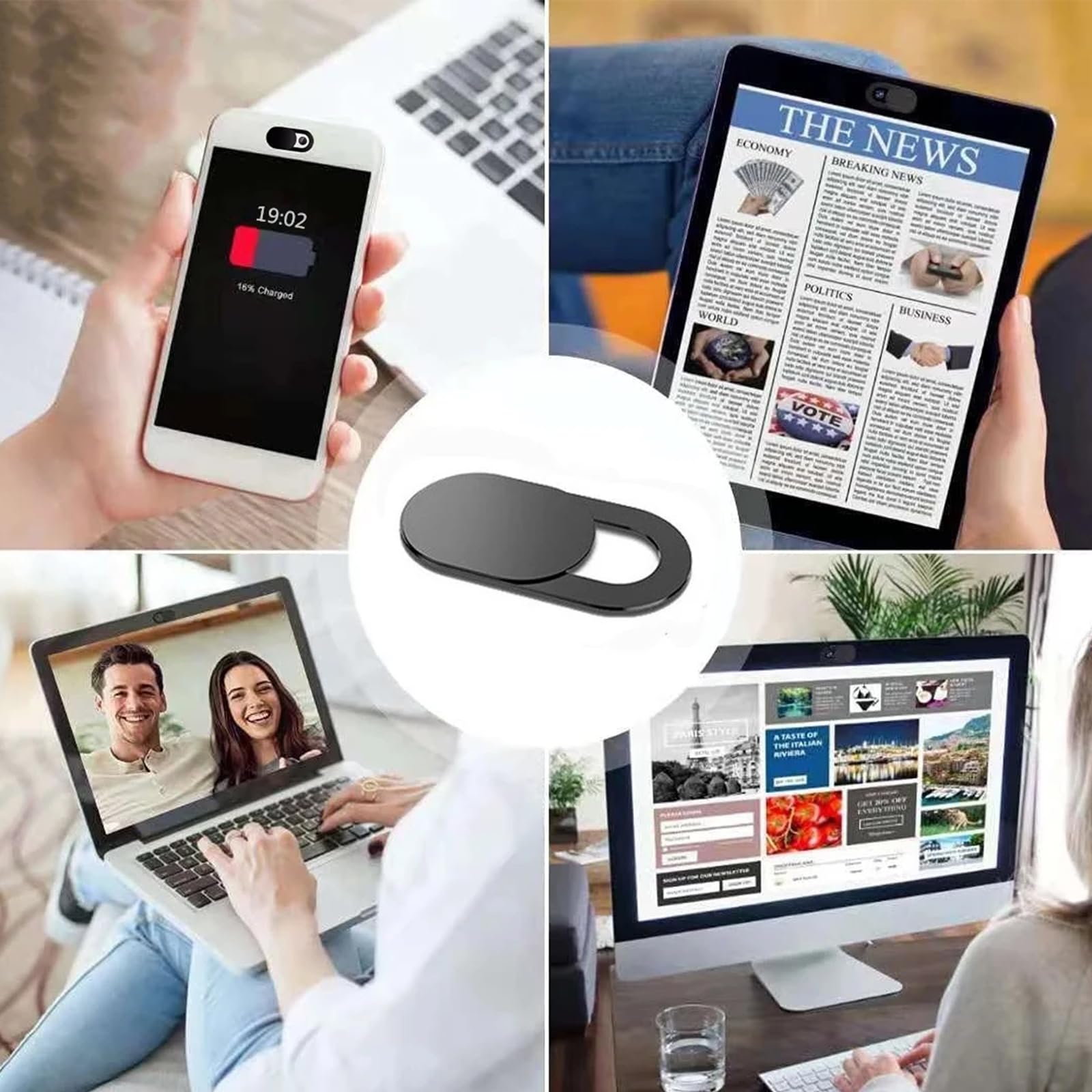 Set 32 Pezzi Copertura Webcam Ultrasottile, Copri Telecamera Slider per Laptop, Tablet e Smartphone, Protezione della Privacy in Plastica con Adesivo Forte - Non per Doppia Fotocamera