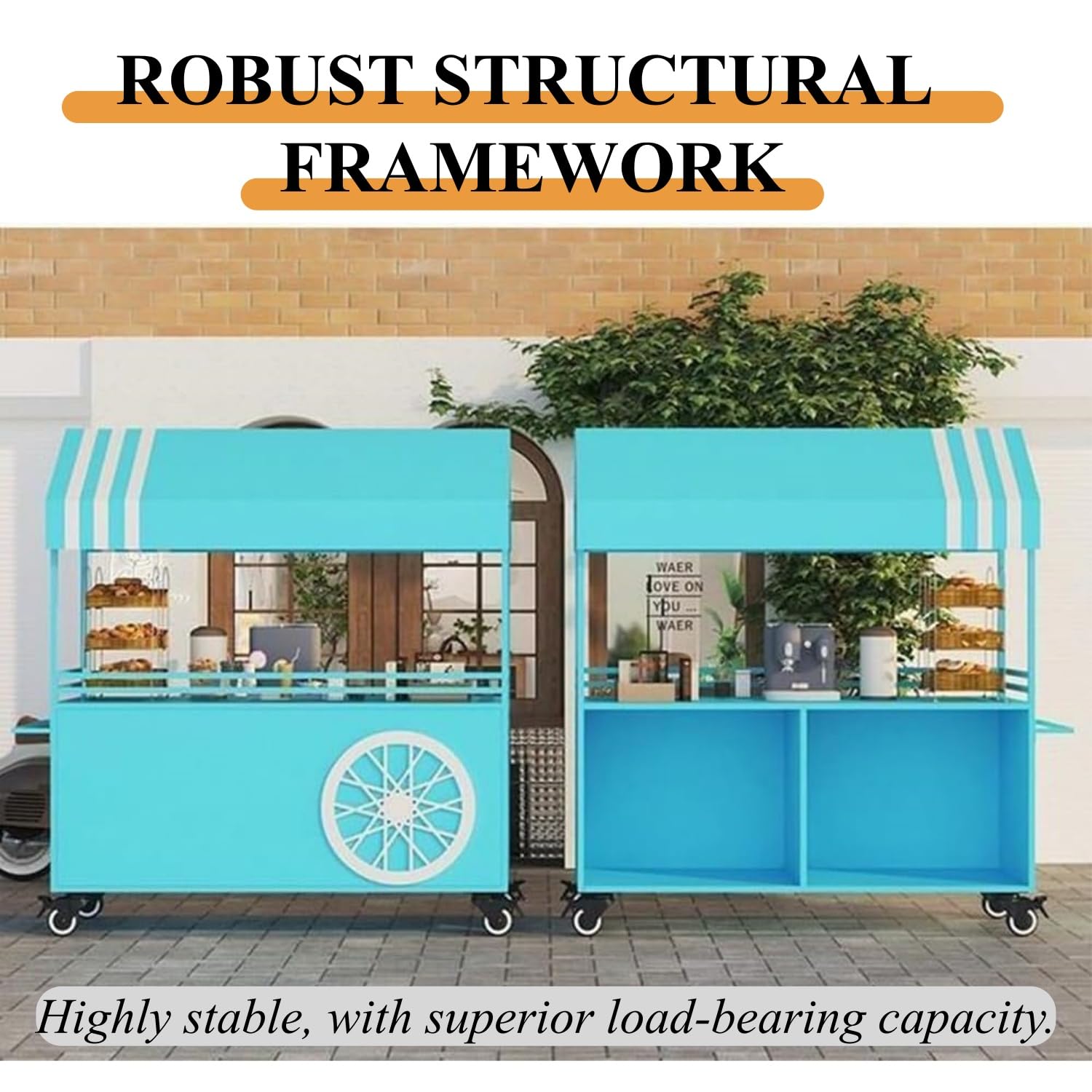 Carrello portatile per venditori di alimenti con tettoia, pieghevole, carrello per chioschi per alimenti da strada, per mercati ed eventi, espositore commerciale, rosso, 120 cm, ideale per i venditori