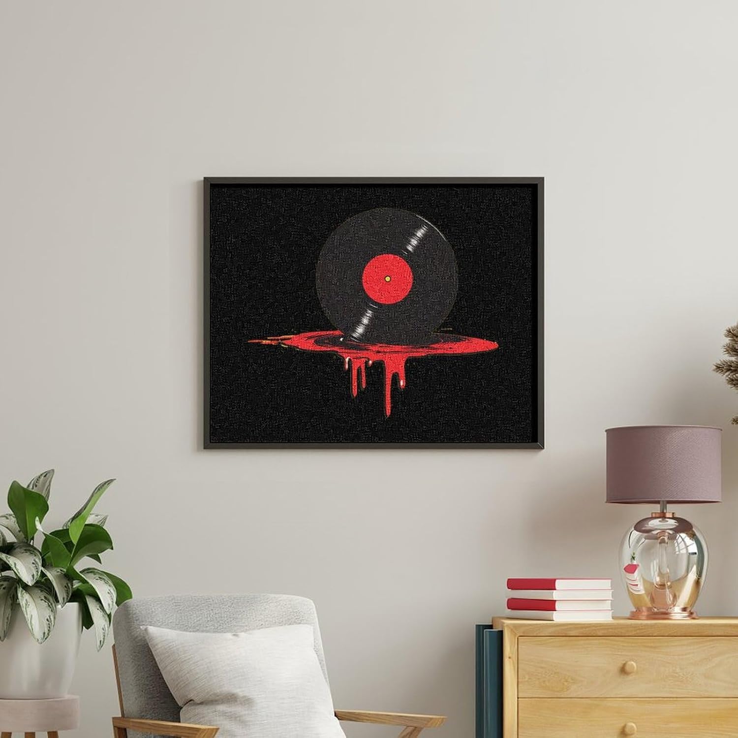 Bloody Music Vinyl Record Paint by Numbers for Adults DIY Oil Painting Kit Digital Paintings on Cotton Abstract Artwork 22x18 Inch